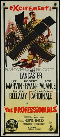 7b0232 PROFESSIONALS Aust daybill 1966 art of Lancaster, Lee Marvin & sexy Claudia Cardinale!