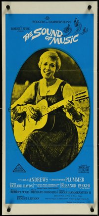 7b0243 SOUND OF MUSIC Aust daybill 1965 classic, great image of Julie Andrews playing guitar!