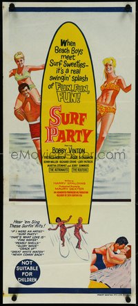 7b0246 SURF PARTY Aust daybill 1964 Beach Boys meet Surf Sweeties, it's a swingin' splash of fun!