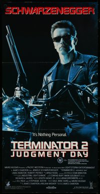 7b0251 TERMINATOR 2 Aust daybill 1991 Arnold Schwarzenegger on motorcycle with shotgun!