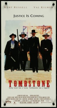 7b0256 TOMBSTONE Aust daybill 1994 Kurt Russell as Wyatt Earp, Val Kilmer as Doc Holliday, rare!