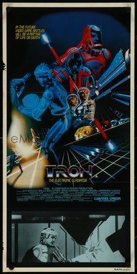 7b0257 TRON Aust daybill 1982 Walt Disney sci-fi, Jeff Bridges in a computer, cool special effects!