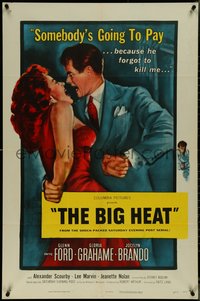 7b0328 BIG HEAT 1sh 1953 great pulp art of Glenn Ford & sexy Gloria Grahame, Fritz Lang noir!