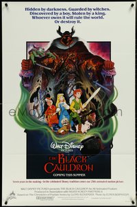 7b0330 BLACK CAULDRON advance 1sh 1985 first Walt Disney CG, cool fantasy art by Paul Wenzel!