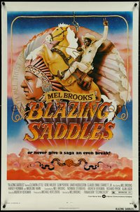 7b0335 BLAZING SADDLES 1sh 1974 art of Cleavon Little & Mel Brooks by Alvin & Goldschmidt!