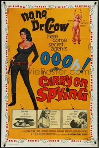 7b0361 CARRY ON SPYING 1sh 1964 English spy spoof w/sexy agent O-O-Oh!, most secrets exposed!