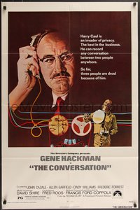 7b0378 CONVERSATION 1sh 1974 art of Gene Hackman by Bernard D'Andrea, Francis Ford Coppola!