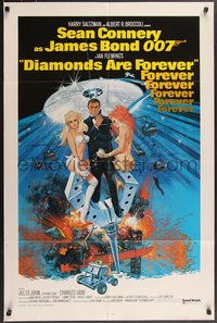 7b0400 DIAMONDS ARE FOREVER 1sh R1980 art of Sean Connery as James Bond with girls by McGinnis!