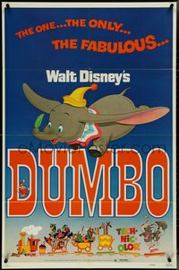 7b0413 DUMBO 1sh R1972 colorful art from Walt Disney circus elephant classic!