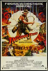 7b0217 INDIANA JONES & THE TEMPLE OF DOOM English 1sh 1984 montage art of Ford by Mike Vaughan!