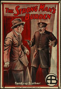 7b0219 STRONG MAN'S BURDEN English 1sh 1913 Harry Carey and Lionel Barrymore, ultra rare!