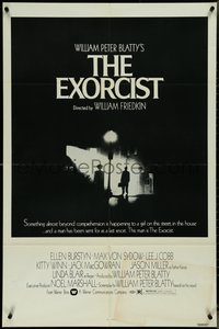 7b0424 EXORCIST 1sh 1974 William Friedkin horror classic, Von Sydow, different black & white style!