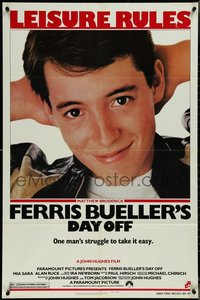 7b0431 FERRIS BUELLER'S DAY OFF 1sh 1986 c/u of Matthew Broderick in John Hughes teen classic!