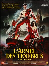 7b0050 ARMY OF DARKNESS French 1p 1993 Sam Raimi, Hussar art of Bruce Campbell with chainsaw hand!