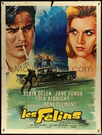 7b0065 JOY HOUSE French 1p 1964 Rene Clement's Les Felins, Soubie art of sexy Jane Fonda & Delon!