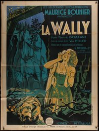 7b0070 LA WALLY French 1p 1933 Venabert art of woman calling for help beneath bridge, rare!