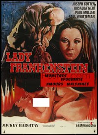 7b0071 LADY FRANKENSTEIN French 1p 1973 La figlia di Frankenstein, sexy Flambard art, ultra rare!