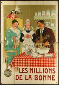 7b0041 LES MILLIONS DE LA BONNE French 2p 1913 Louis Feuillade's Maid's Millions, cool art, rare, rare!