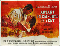 7b0039 GONE WITH THE WIND French 8p R1989 Terpning art of Clark Gable & Vivien Leigh, ultra rare!