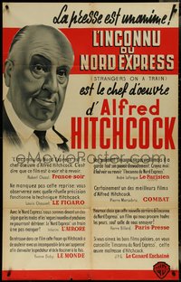 7b0044 STRANGERS ON A TRAIN French 30x47 R1950s great art of director Alfred Hitchcock, ultra rare!