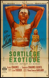 7b0043 SORTILEGE EXOTIQUE French 40x63 1942 cool art of painted island natives by Jean Colin!