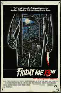 7b0448 FRIDAY THE 13th 1sh 1980 great Alex Ebel art, slasher classic, 24 hours of terror!