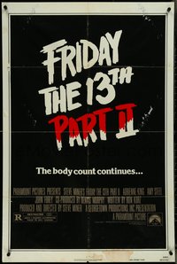 7b0450 FRIDAY THE 13th PART II teaser 1sh 1981 slasher horror sequel, body count continues!