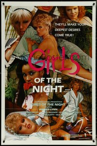 7b0464 GIRLS OF THE NIGHT video/theatrical 1sh 1986 Amber Lynn, Peter North, call girls, rare!