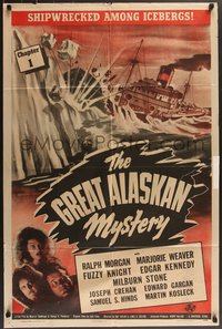 7b0475 GREAT ALASKAN MYSTERY chapter 1 1sh 1944 Ralph Morgan, Shipwrecked Among Icebergs, ultra rare!