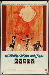 7b0479 GYPSY 1sh 1962 Rosalind Russell, sexiest Natalie Wood, Karl Malden, great artwork!