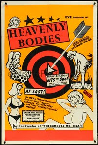 7b0485 HEAVENLY BODIES day-glo 1sh 1963 Russ Meyer with artwork of target & sexy women!