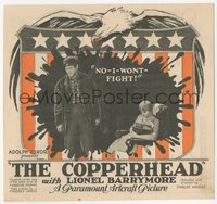 7b1302 COPPERHEAD herald 1920 Lionel Barrymore on a secret mission in the Civil War, rare!