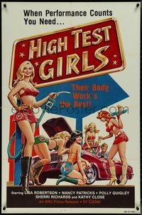 7b0490 HIGH TEST GIRLS 1sh 1980 sexy art of hot rod women who have the best body work!