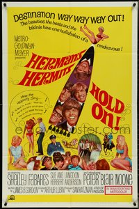 7b0492 HOLD ON 1sh 1966 rock & roll, great image of Herman's Hermits, Shelley Fabares!