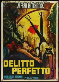 7b0136 DIAL M FOR MURDER Italian 1p R1970 art of Grace Kelly attacked + Hitchcock too, rare!