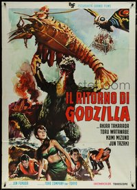 7b0139 GODZILLA VS. THE SEA MONSTER Italian 1p 1969 completely different giant lobster artwork!