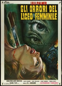 7b0101 HOUSE THAT SCREAMED Italian 1p 1970 La Residencia, best gruesome artwork by Renato Casaro!