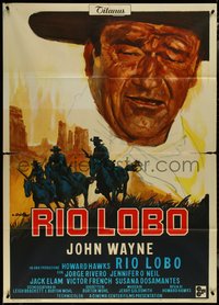 7b0150 RIO LOBO Italian 1p 1971 Howard Hawks, different art of John Wayne by Averardo Ciriello!