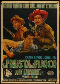 7b0154 SUNDOWNERS Italian 1p 1955 art of Robert Preston, Wills & Sterling by Dosso, ultra rare!