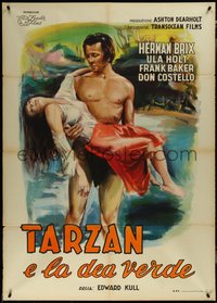 7b0155 TARZAN & THE GREEN GODDESS Italian 1p 1948 Manfredo art of Bennett carrying girl, ultra rare!