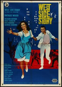 7b0110 WEST SIDE STORY Italian 1p R1966 Academy Award winning classic musical, art by Nano Campeggi!