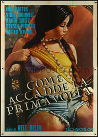 7b0119 LOVE UNDER 17 Italian 2p 1976 Luca Crovato art of sexy scantily clad brunette, ultra rare!