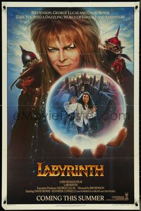 7b0528 LABYRINTH teaser 1sh 1986 Jim Henson, art of David Bowie & Jennifer Connelly by Chorney!