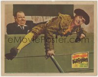 7b0843 BULLFIGHTERS LC 1945 wacky close up of Oliver Hardy pushing matador Stan Laurel into ring!