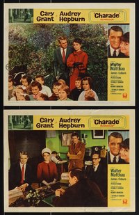 7b1274 CHARADE 2 LCs 1963 great images of Cary Grant & sexy Audrey Hepburn, expect the unexpected!