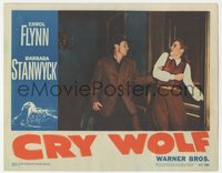 7b0861 CRY WOLF LC #5 1947 Errol Flynn grabs Barbara Stanwyck's arm to stop her from leaving!