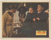 7b0885 GREAT GUNS LC 1941 MacDonald w/dirty face glares at scared Stan Laurel & Oliver Hardy, rare!