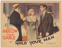 7b0892 HOLD YOUR MAN LC 1933 c/u of super sexy Jean Harlow between Clark Gable & Stuart Erwin, rare!