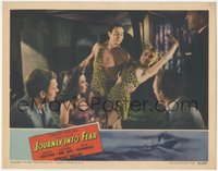 7b0903 JOURNEY INTO FEAR LC 1942 strongman Jack Durant & Dolores Del Rio in leopardskin outfits!