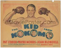 7b0774 KID FROM KOKOMO TC 1939 Joan Blondell, Pat O'Brien, art of boxer Wayne Morris, ultra rare!